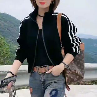 拉链字母条纹运动卫衣外套欧洲站2026春款百搭显瘦休闲棒球服开衫