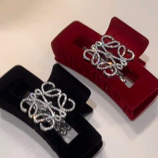 C位女主 百搭丝绒风复古方形抓夹鲨鱼夹发饰女生 小众设计感时尚