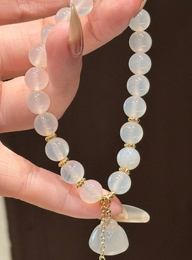 荔枝冻◆月光白手链手串莲蓬吊坠饰品串珠闺蜜女友生日七夕礼物