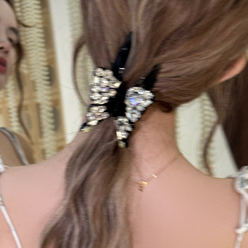 Freya◆原创 轻奢满钻蝴蝶原创款高级水钻后脑勺盘发鲨鱼夹发抓
