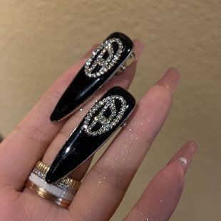Black&white 闪钻辣妹小边夹可爱鸭嘴夹百搭刘海夹高级感发夹女