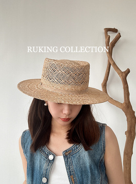 RUKING非遗编织草帽可法式可英气