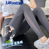 女外穿口袋网纱收腹提臀瑜伽新比骑行打底裤 薄款 2026新夏季 鲨鱼裤