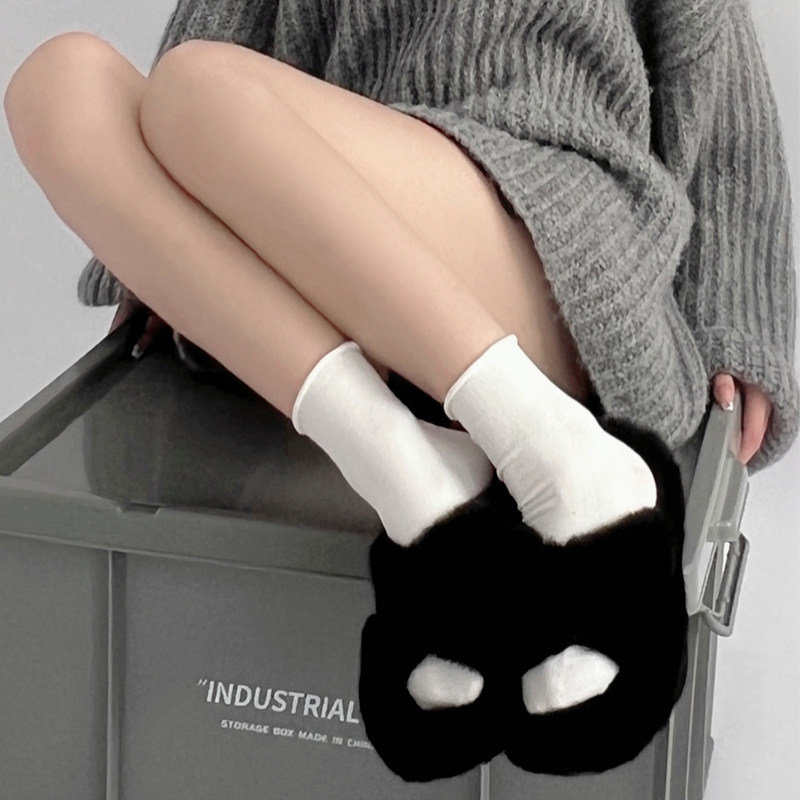 白色袜子女春秋款中筒袜薄款日系黑色卷边短袜ins潮女生纯白长袜,女士内衣/男士内衣/家居服,中筒袜,淘宝优惠券,粉丝福利购,淘宝优惠卷