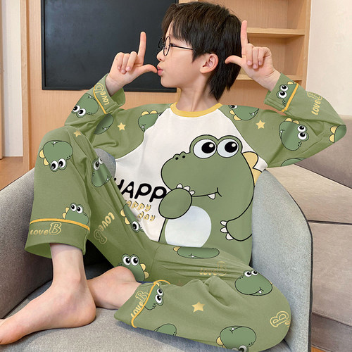 洋气睡衣儿童长袖家居服套装男童