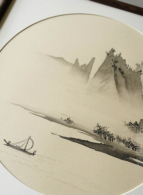 山间迷雾装饰画手绘山水国画