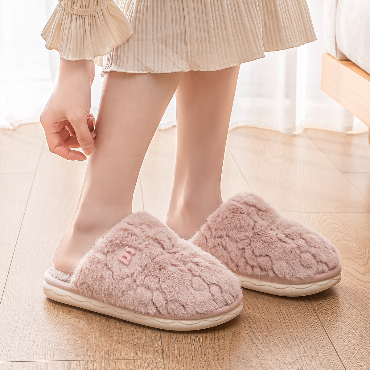 情侣棉拖鞋冬季2025新款女款室内居家舒适保暖毛绒拖鞋家用男女生