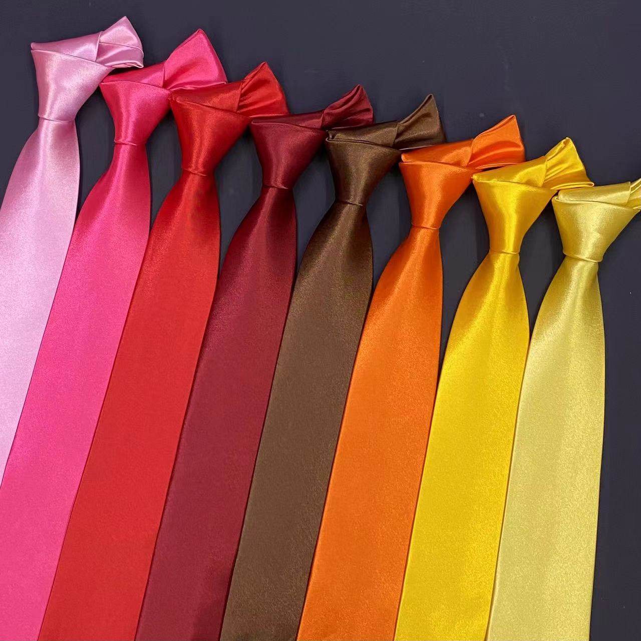 光面糖果色领带手打款一拉得