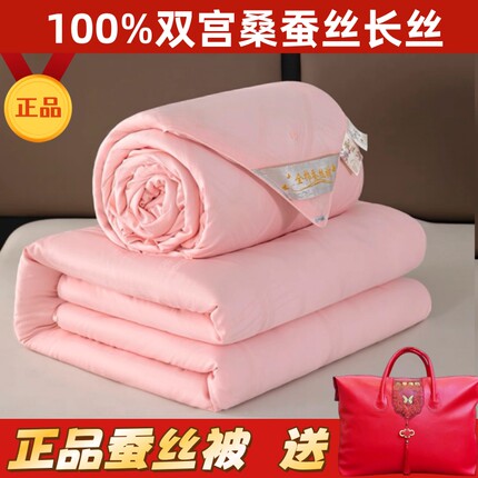 桐乡纯手工真丝蚕丝被100%桑蚕丝夏凉被子母被二合一春秋婚庆被芯