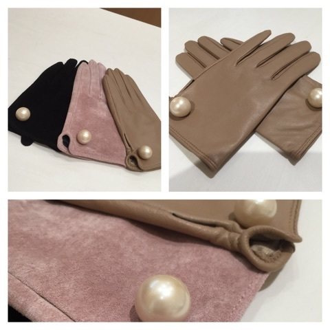 日本珍珠手套可触屏手套