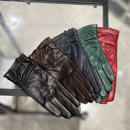 断码特价复古美拉德进口小羊皮手套真皮手套女丝里薄款保暖冬开车