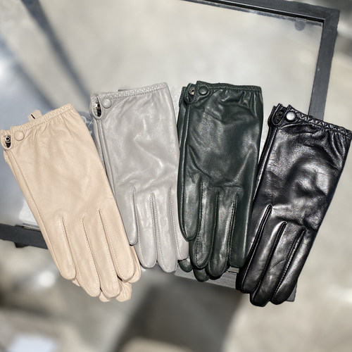 美拉德羊皮手套真皮手套女分指纯色薄款保暖冬季骑行开车触屏手套