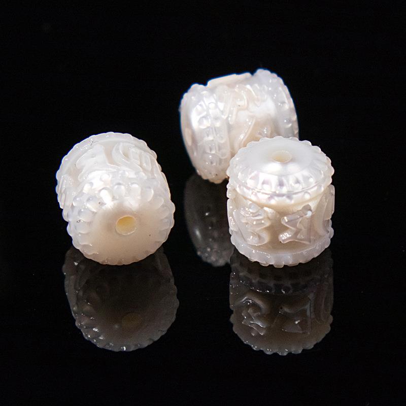 2025天然淡水珍珠雕刻莲花散珠diy串珠文玩隔珠配饰珠子手串配珠