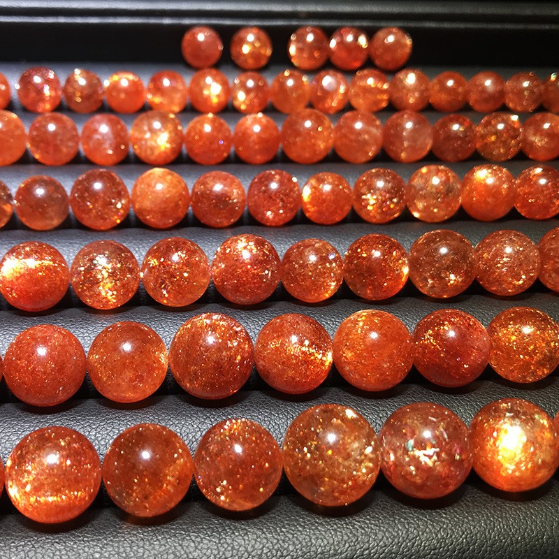 2025天然金太阳石散珠手链吊坠项链金草莓晶日光太阳石阿鲁沙单珠