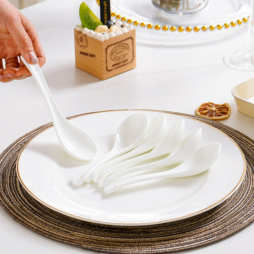 小勺骨瓷纯白家用4个装实惠实用