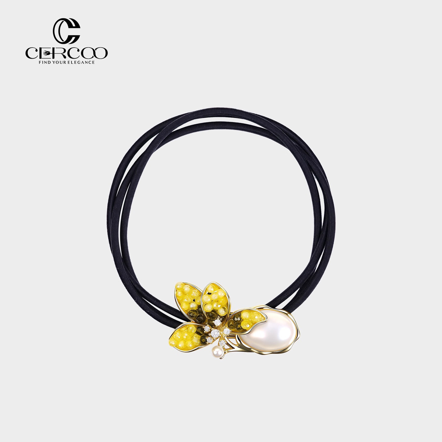 Cercoo/奢蔻秋意浓水晶花朵发圈多股皮筋头绳小众设计感发饰发绳