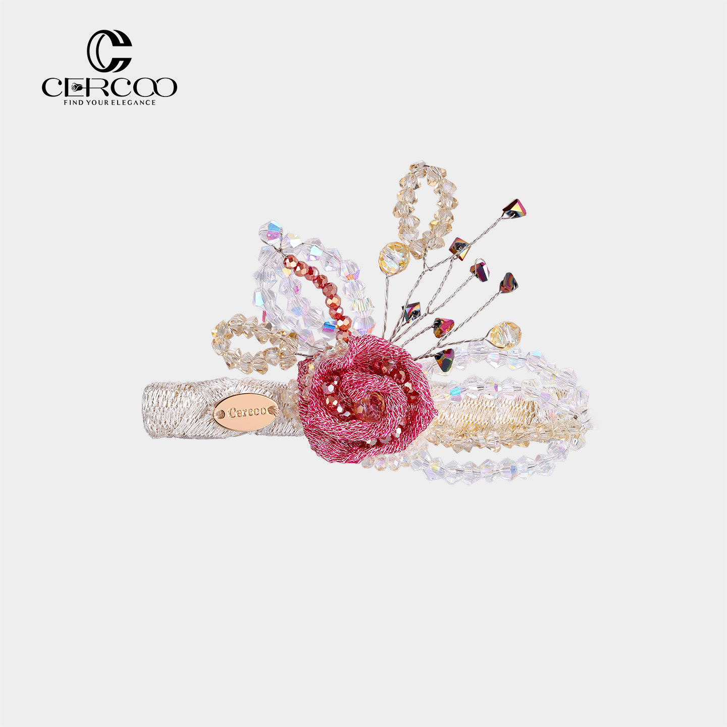 Cercoo/奢蔻莫奈·花园小径水晶边夹发卡子鸭嘴夹手工叠花头饰品