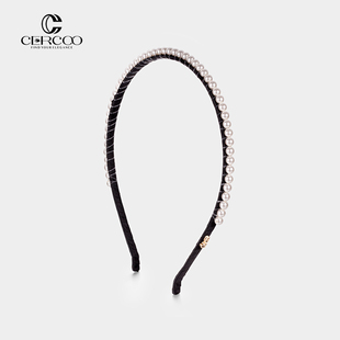 Cercoo 奢蔻珍珠礼赞人造珍珠手工串珠缠布细发箍头箍发卡头饰品