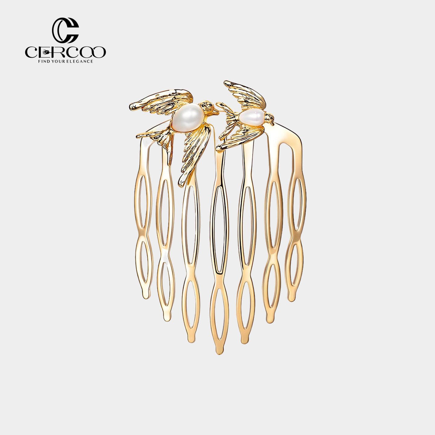 Cercoo/奢蔻春日燕原创轻奢电镀发梳插梳高端盘发刘海发夹发卡子