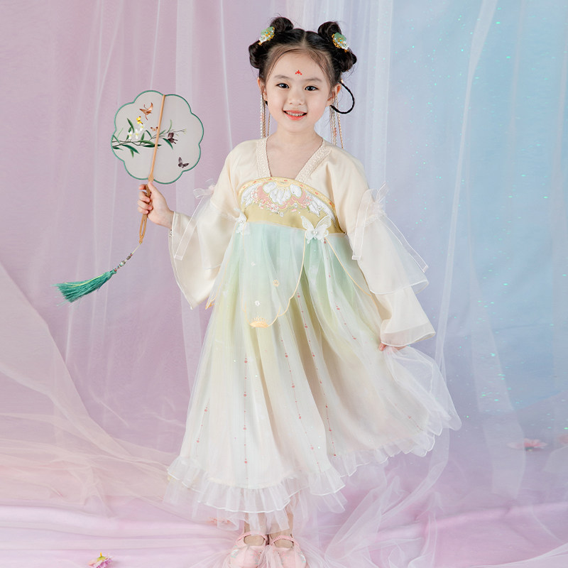 汉服女童齐胸襦裙2026春装中国风宝宝仙女改良渐变连衣裙儿童古装