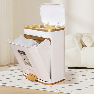 脚踏感应双开盖垃圾桶家用大容量厨房卫生间免接触收纳桶塑料纸篓