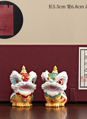 佛山醒狮国潮摆件创意茶桌装饰