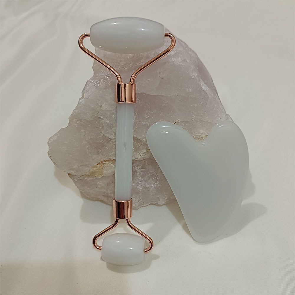 白玉水晶玉石滚轮按摩器
