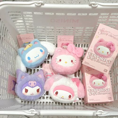 现货正品名创优品三丽鸥绒绒猫咪系列耳机包盲盒挂件公仔女生礼物