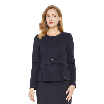 玫而美品牌修身风深蓝长袖上衣