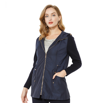 玫而美品牌专柜针织袖连帽风衣