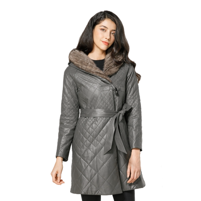 玫而美品牌专柜细腻羊皮羽绒外套