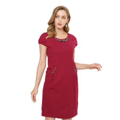 玫而美时尚学院风修身连衣裙