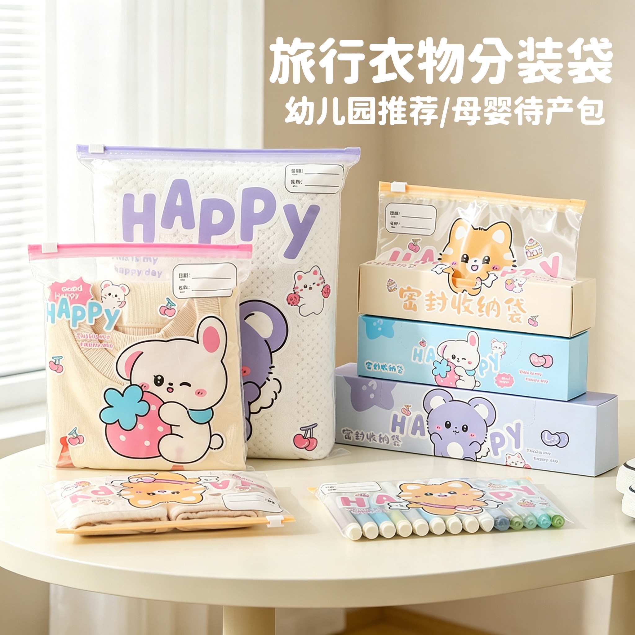 旅行收纳袋卡通幼儿园入学分装包