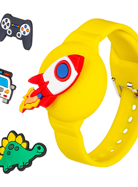 适用苹果airtag2定位器卡通表带小孩儿童防丢器硅胶全包环可替换