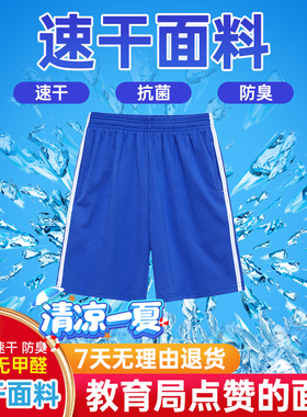 深圳校服裤子夏季中小学生男女运动校裤初中高中速干蓝色薄款短裤