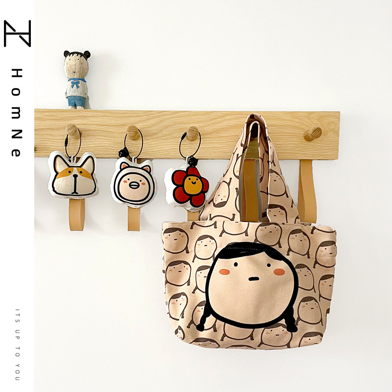 弘娜×小蔻合作款 手提帆布包女可爱卡通便当包宽面提袋,收纳整理,购物袋/环保袋/帆布袋,淘宝优惠券,粉丝福利购,淘宝优惠卷