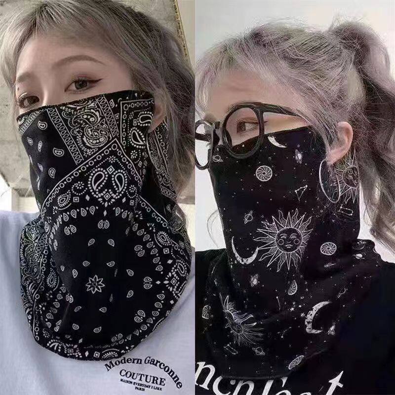 冰丝挂耳式面罩骑行自行车防晒遮阳运动护颈透气脖套男女围巾夏季