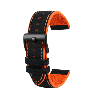 纤维尼龙橡胶手表带代用法拉利保时捷手表黑红硅胶防水表带22mm