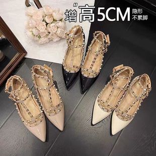 仙女风气质设计感久站不累脚 休闲尖头铆钉包头懒人鞋 单鞋 新款 法式