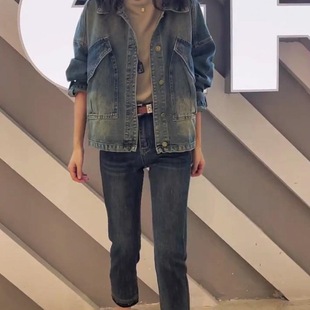 秋冬季新大口袋牛仔外套矮小个子女生休闲大码夹克洋气上衣
