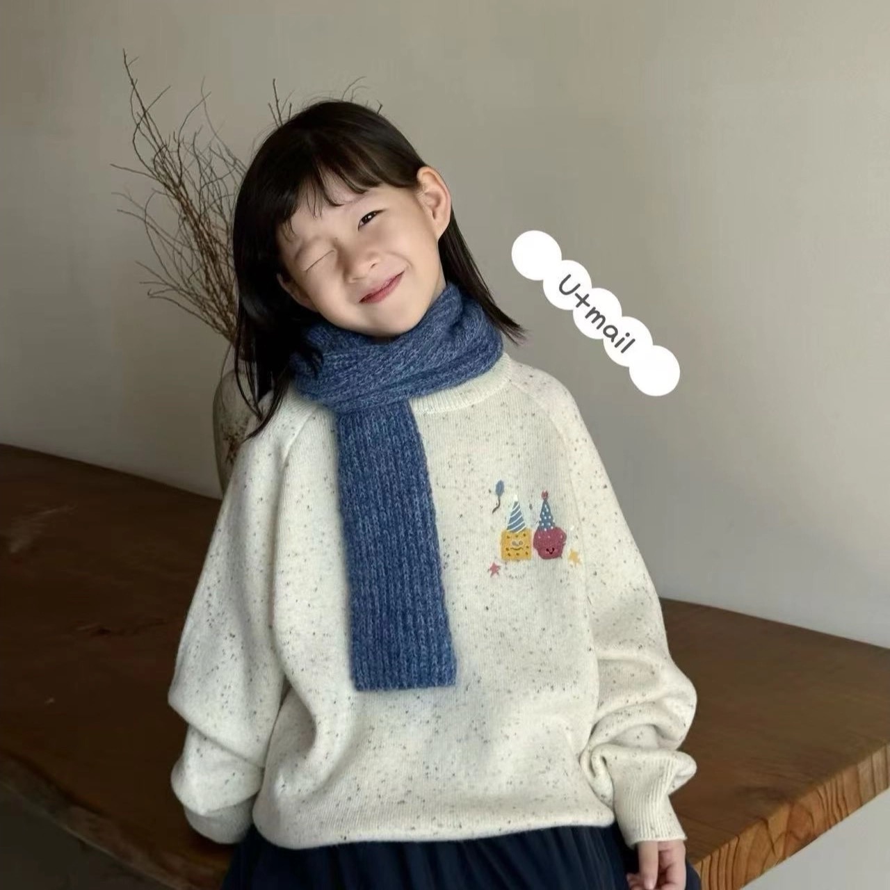 品牌童装2025冬款女童卡通刺绣加绒毛衣中大童宽松圆领针织衫3312