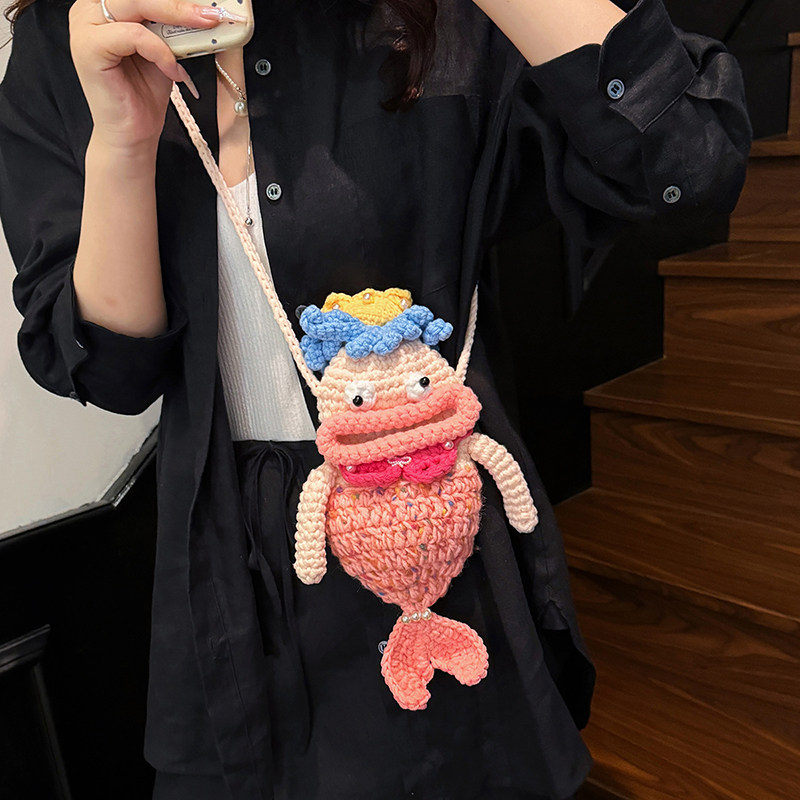 小众设计编织萌丑搞怪单肩包2025新款超火精致稀奇古怪时尚斜挎包