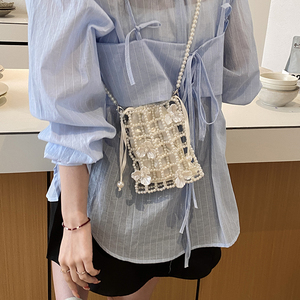 时尚珍珠夏天迷你手机包女斜挎包