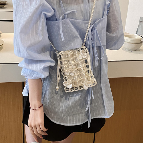时尚珍珠夏天迷你手机包女斜挎包