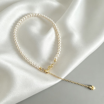 施家极光极细小米粒珍珠手链抽拉