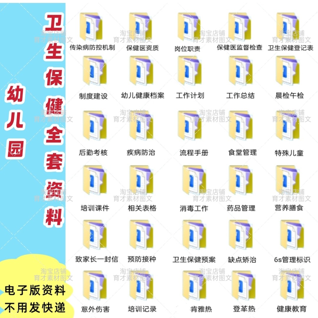 幼儿园卫生保健全套资料包大全,电子版资料可编辑可修改!