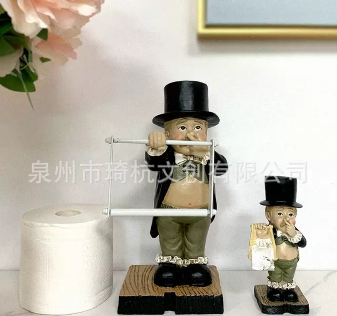 跨境热款创意绅士纸巾架欧美式现代简约家居个性时尚装饰人物摆件