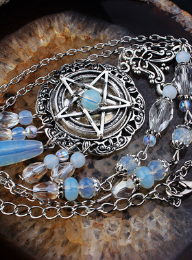 复古树枝天然水晶电镀五彩吊坠