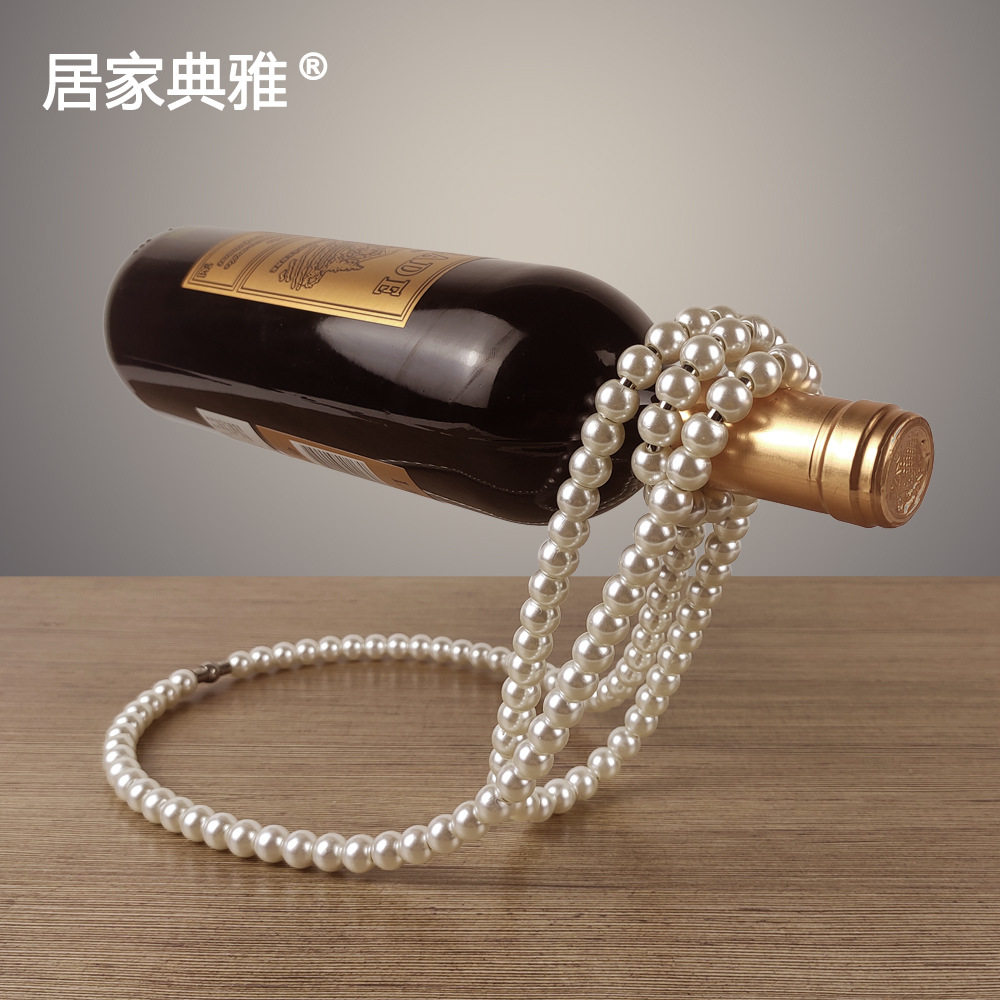 汇典专利 珍珠项链酒架悬浮红酒架创意家居桌面装饰品轻奢风摆件