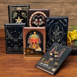 新款暗红色系哥特风笔记本便携式三折页日记本学生奖励手账本跨境